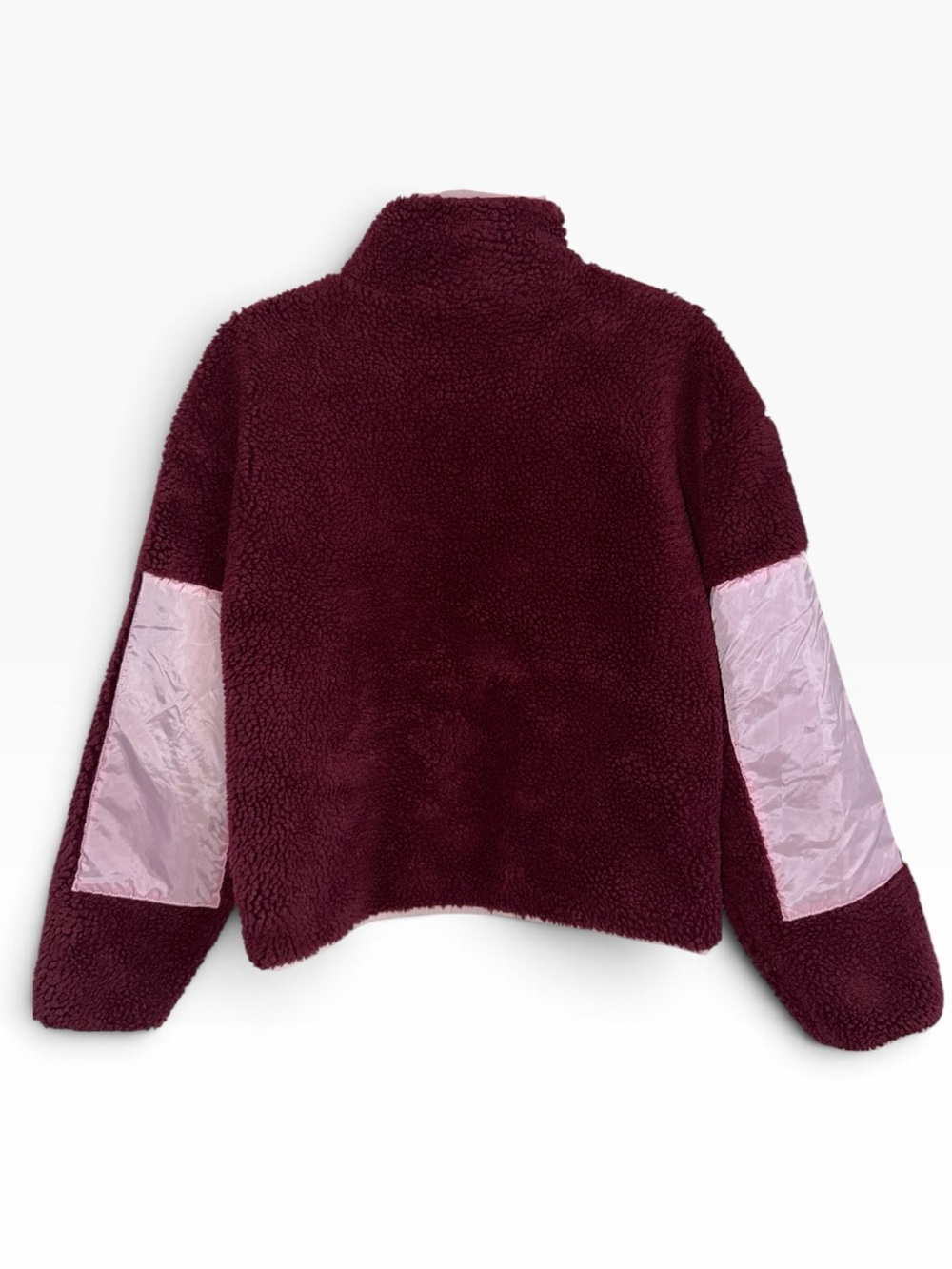 Fabletics Burgundy Sherpa Jacket in with Pink Trim size XS - Picture 4 of 9